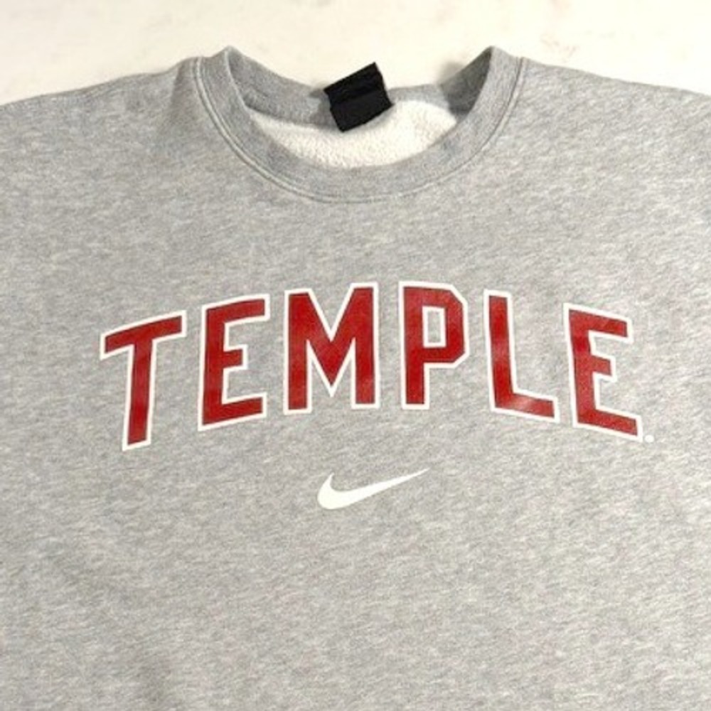 Nike Temple University Owls Club Fleece Crewneck Sweatshirt Gray Mens Medium